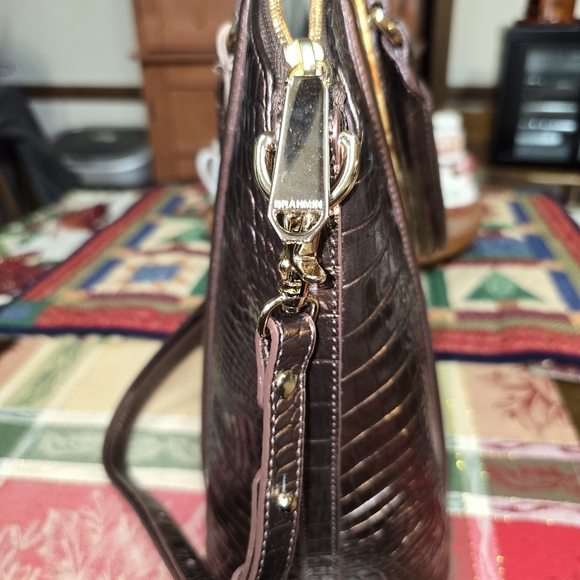 Brahmin NWO Tags Large Honey Carlisle Leather Satchel/Crossbody 15x12.5x4 - Picture 11 of 15